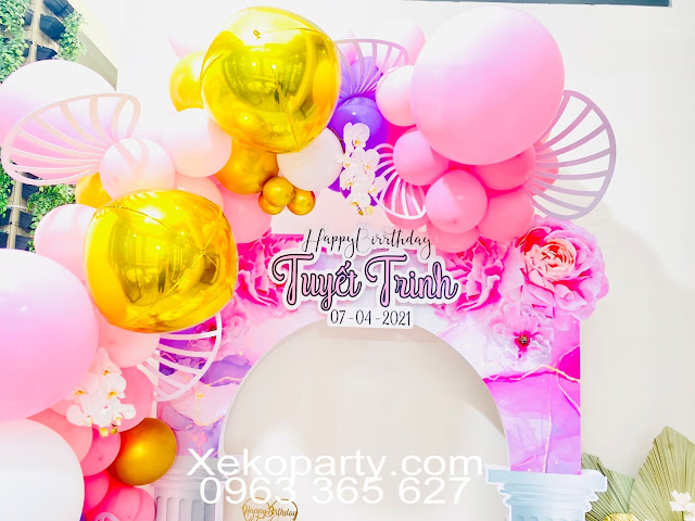 Trang trí sự kiện sinh nhật người lớn tại nhà giá rẻ chị Tuyết Mai.