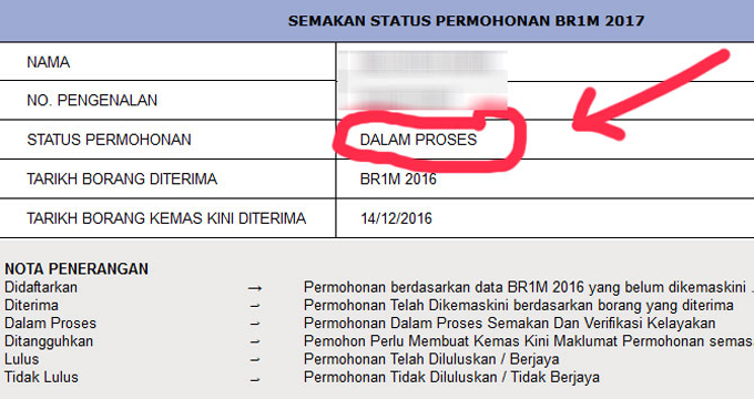 3 Status e-BR1M Tanda Terima Duit BR1M