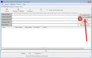 Tekan Scatter Loading pada SP Flashtool bertanda [1]