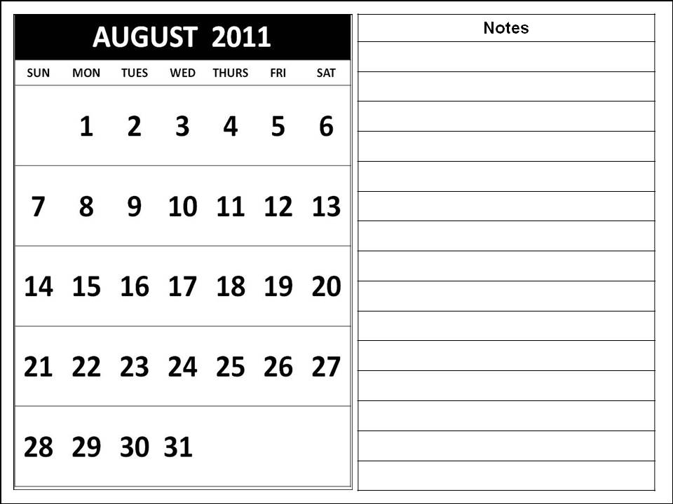 august calendars 2011.Free Homemade Calendar 2011
