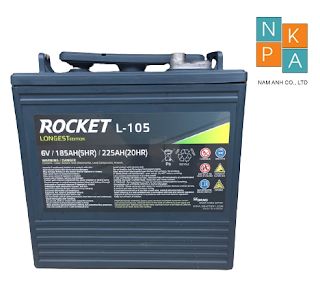 Ắc quy xe điện xe golf Rocket 6V-225AH, L-105