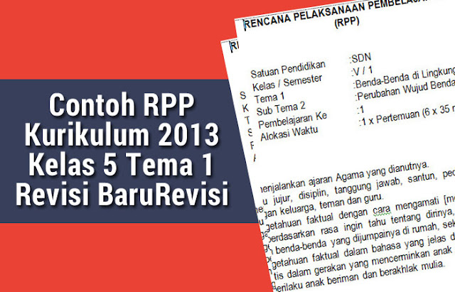 Contoh RPP Kurikulum 2013 Kelas 5 Tema 1