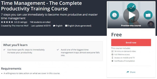 [100% Free] Time Management - The Complete Productivity Training Course