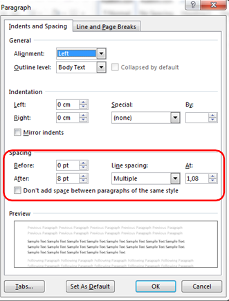 Kotak dialog paragraf