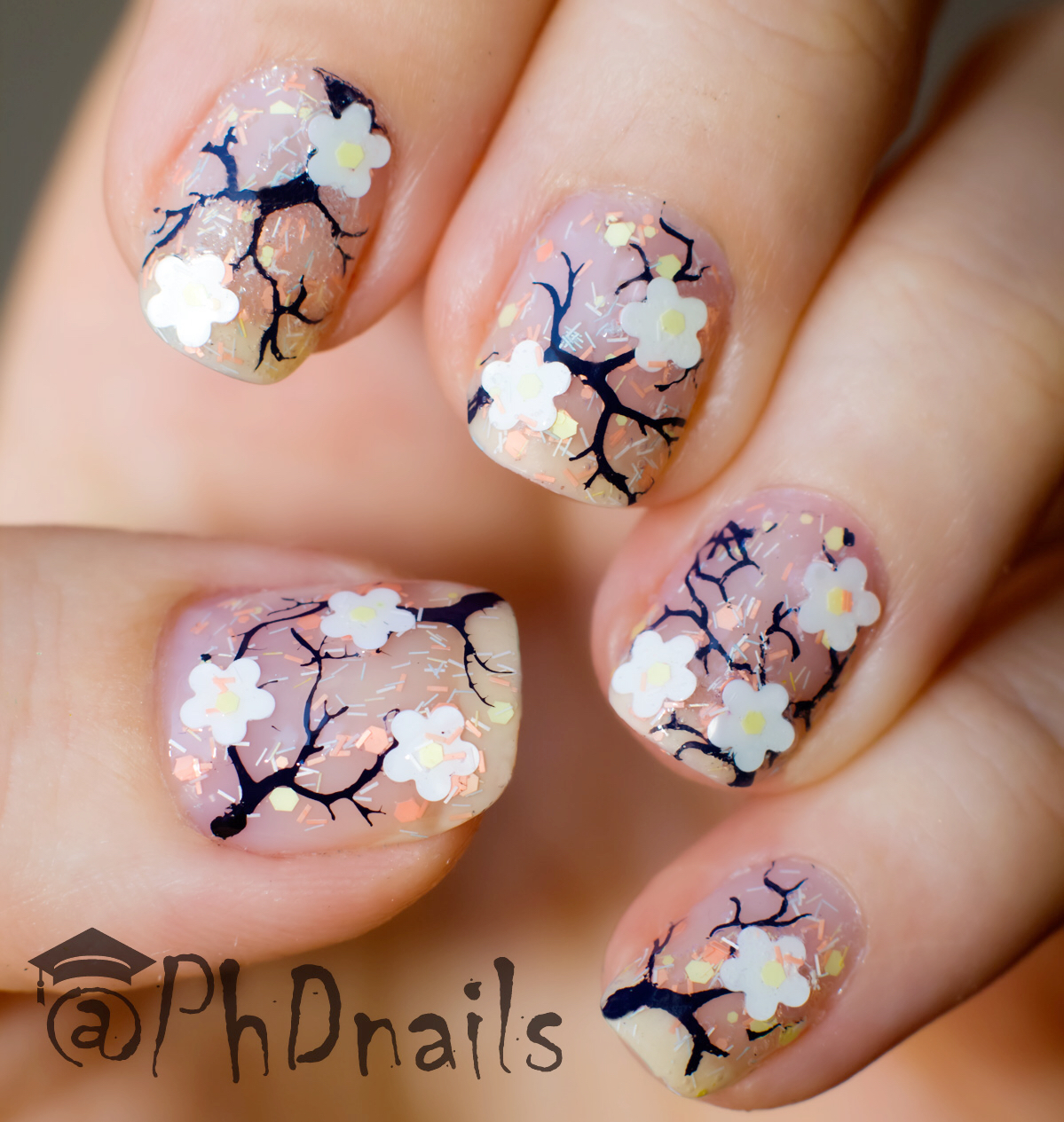 Women White Sakura Nail Art Sticker Stylish Fresh INS Style Sweet Manicure  Decor | eBay