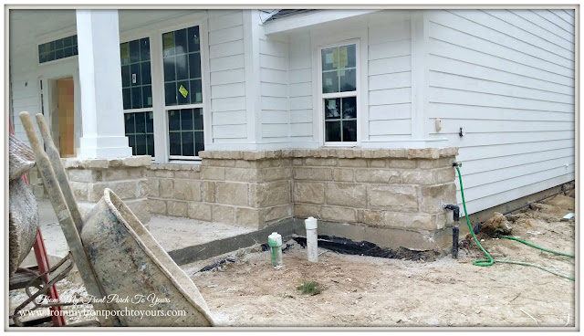 Building A Suburban Farmhouse-David Weekley-Rock On Front Of Home