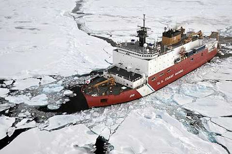 Coast Guard Cutter Healy breaks ice ahead