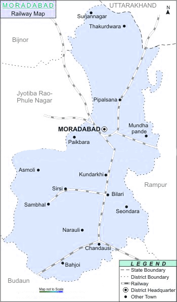 moradabad district map the district of moradabad lies between 28 21 to ...