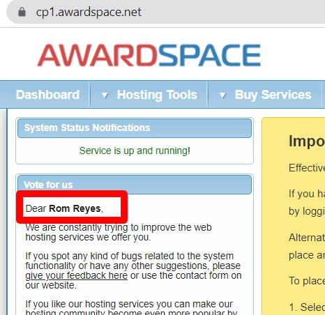 awardspace com account verified