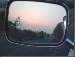 Sunrise in rear view