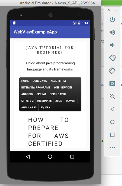 Android Webview Example Java2blog