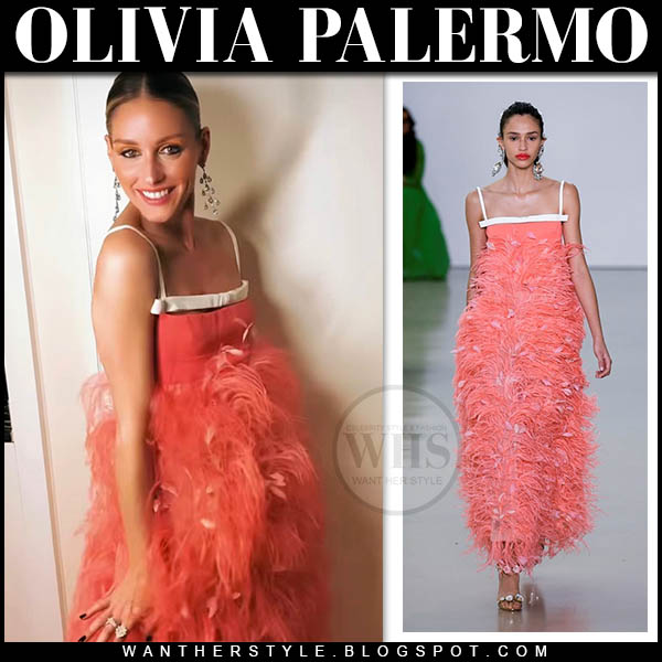 Olivia Palermo in orange feather dress