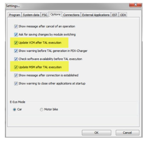 verify-esys-setting