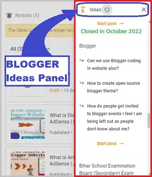 is blogger closed in october 2022,क्या October में Blogger बंद हो रहा है,Is Blogger Shutting Down In October 2022,ideas panel closed in blogger 2022