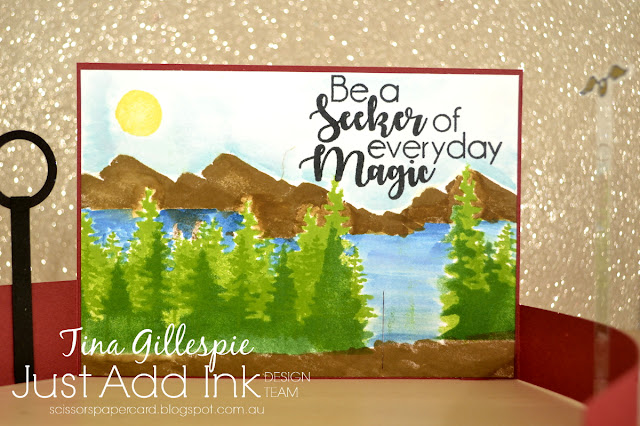 scissorspapercard, Stampin' Up!, Kindred Stamps, Just Add Ink, Waterfront, Pick A Pennant, Wizard Friends, Students Of Magic, Bendy Card