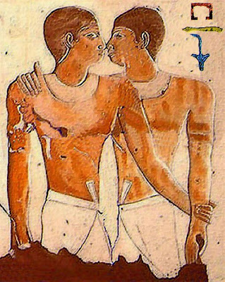 Khnumhotep e Niankhkhnum - Khnumhotep and Niankhkhnum - Cena de simpósio, vaso grego - Amor Masculino - Gay Male Love - Amor Másculo - Manly Love - História Gay - Gay History - Man2Man - Homossexualidade no Egito Antigo - Homosexuality in Ancient Egypt