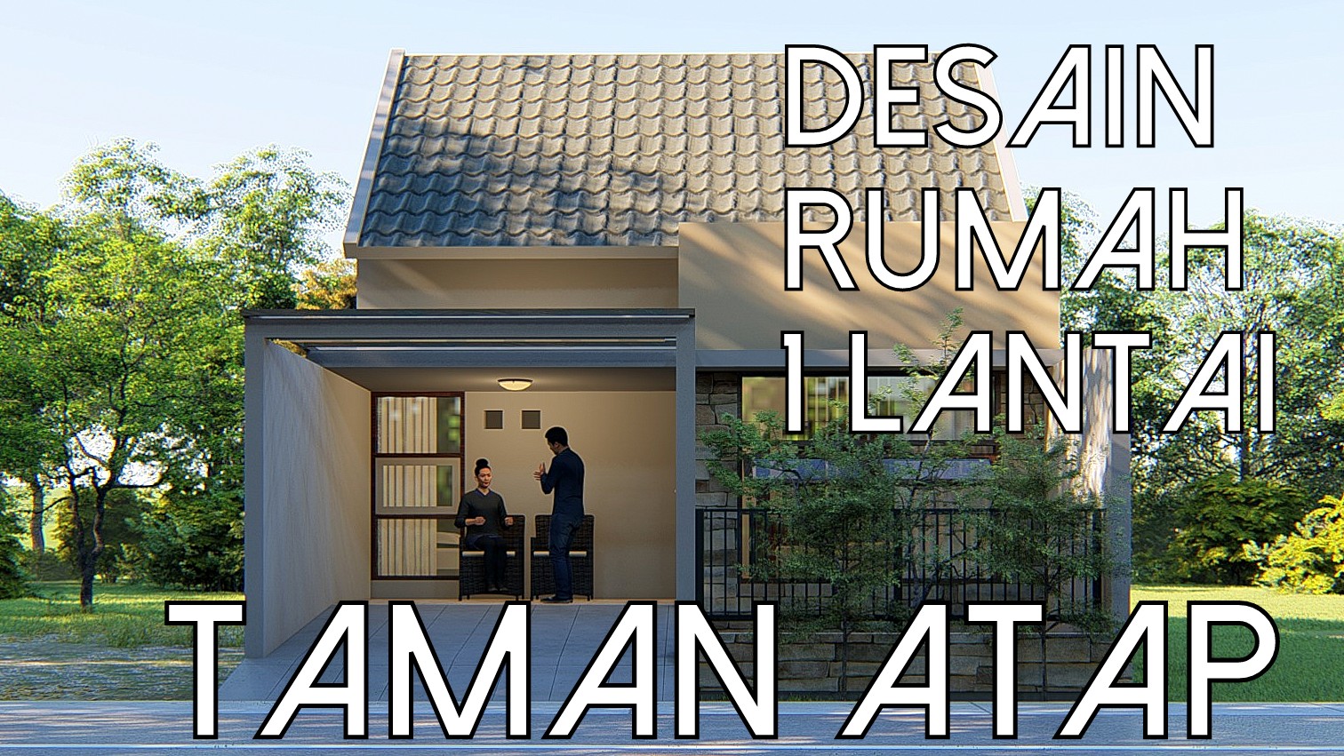 A Desain Rumah 1 Lantai Dengan 2 Kamar Tidur 7x15m Desain Siap