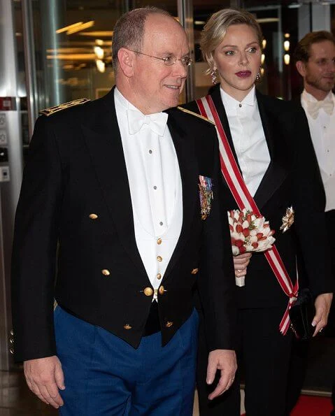Prince Albert II, Princess Charlene, Princess Caroline and Beatrice Borromeo Casiraghi at the gala evening