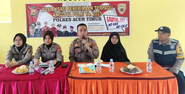 Jelang Penerimaan Calon Anggota Polri, Bag SDM Polres Aceh Timur Sosialisasi Kepada Pelajar