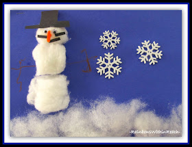 photo of: Snowman Craft Using Cotton Balls via Winter RoundUP from RainbowsWithinReach