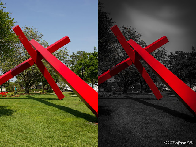 Before and after picture of selective color example