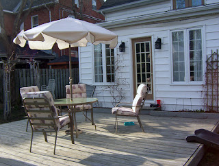 The deck set for cocktails.