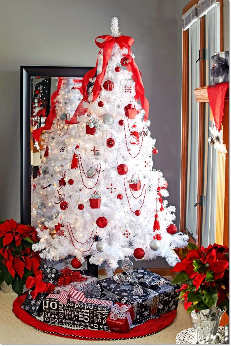 Christma Tree Ideas White and Red