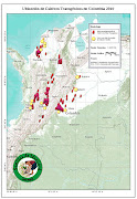 Mapa Maíz Transgénico Colombia. Publicado por Semillas de Identidad Campaña . (mapa ogm swissaid)