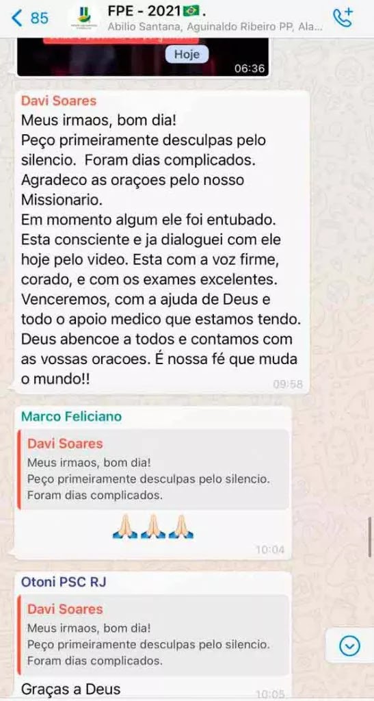 Em grupo de WhatsApp David Soares pede orações pelo pai R.R Soares