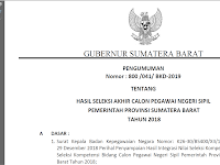 Pengumuman Hasil Akhir CPNS 2018 Pemprov Sumbar