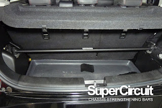 SUPERCIRCUIT REAR STRUT BAR installed to the 3rd generation Suzuki Swift 1.4 (ZC82S).