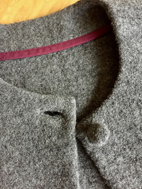 Diary of a Chain Stitcher: Little Woollie Cocoon Coat in Charcoal Boiled Wool from Dragonfly Fabrics