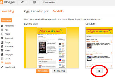 Come modificare il template della versione mobile su blogger