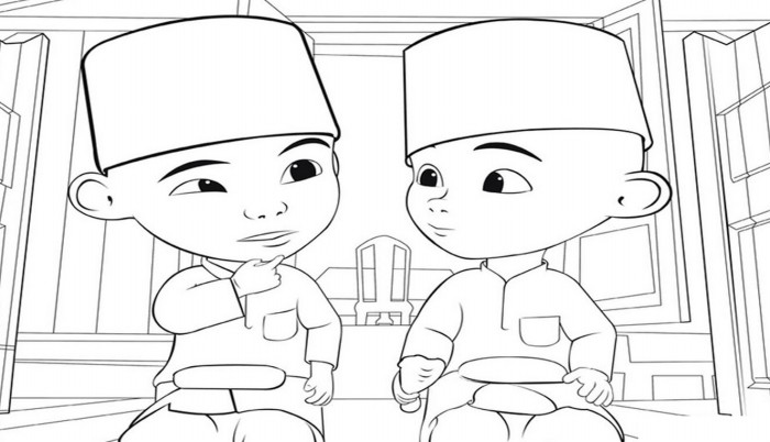  Gambar  Upin Ipin Hitam  Putih  Terbaru gambarcoloring