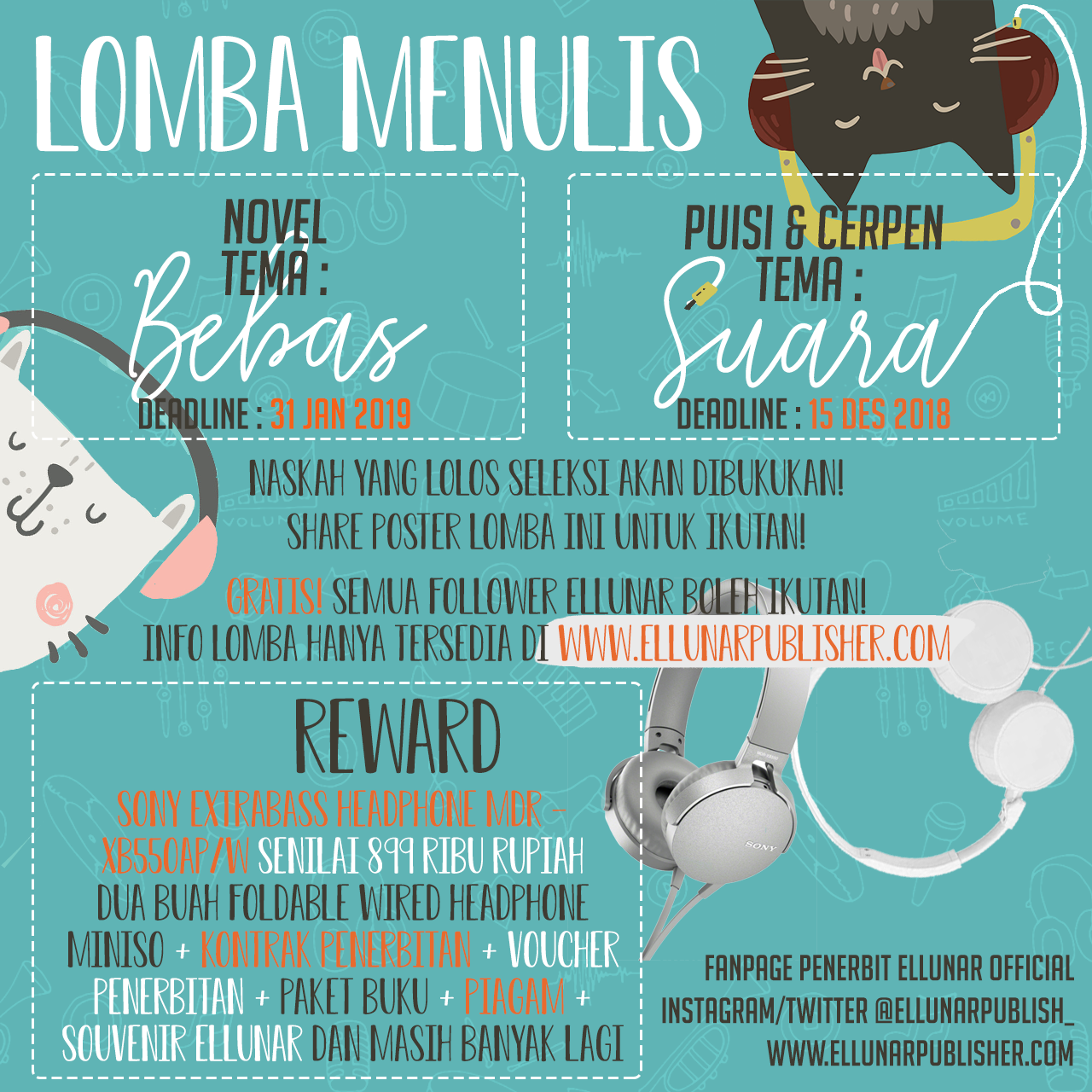 LOMBA MENULIS  PUISI CERPEN TEMA SUARA  NOVEL TEMA BEBAS 