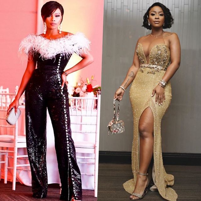 Bonang Matheba e Boitumelo Thulo deslumbrantes em um evento