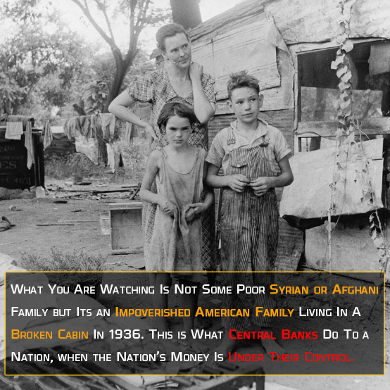 hungry american family living in cabin in 1936 during great depression of 1930s