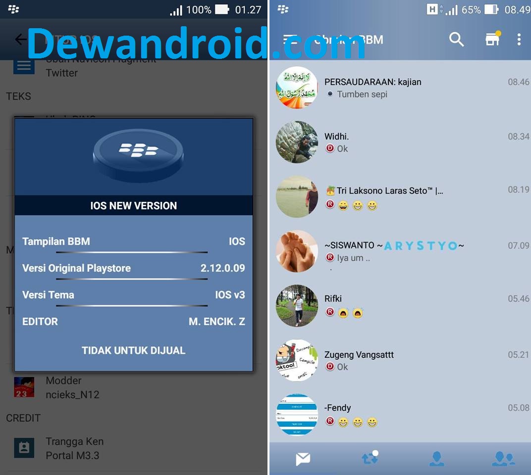 BBM Mod Iphone Style IOS Versi APK+DATA v3.3.2.31 Terbaru 