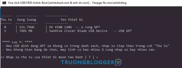 Hướng dẫn tạo USB Boot cứu hộ bằng Anhdv Boot