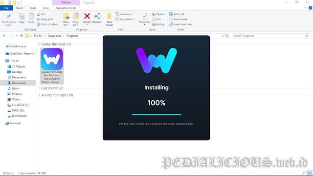Program WeMod akan mulai meng-install secara otomatis