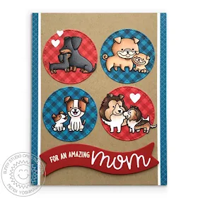 Sunny Studio Stamps: Puppy Parents Red, White & Blue Mother's Day dog themed card (using Loopy Letters, Staggered Circles & Little Angel dies)