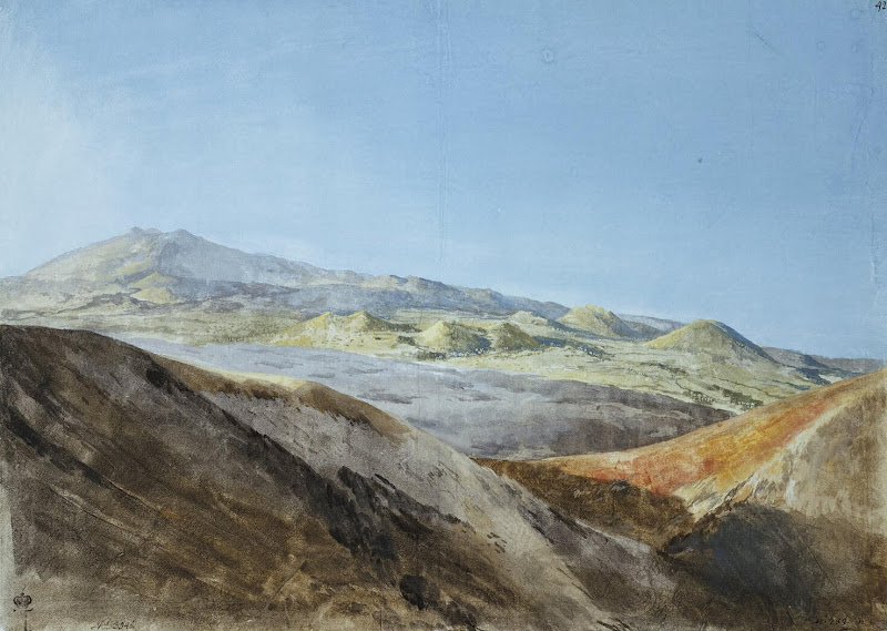 View of Etna near the Peak of Monte Rosso by Jean-Pierre-Laurent Houel - Landscape Drawings from Hermitage Museum