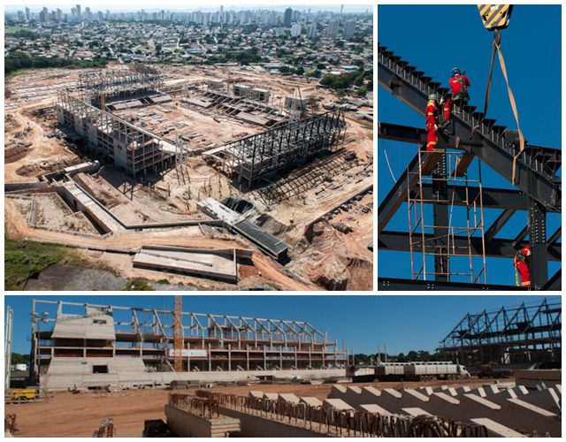 Situação das obras da Arena Pantanal em julho de 2012