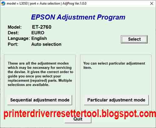 Epson Ecotank ET-2760 Resetter Adjustment Program Tool Free Download 2021