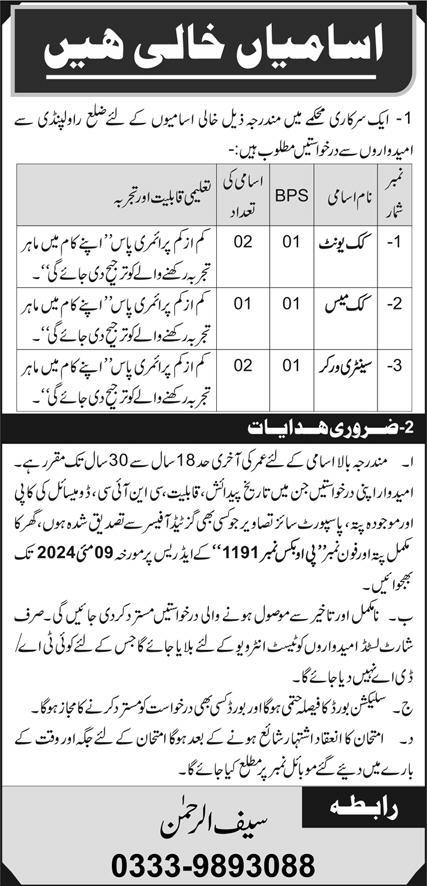 Government Organization Management Jobs In Rawalpindi 2024