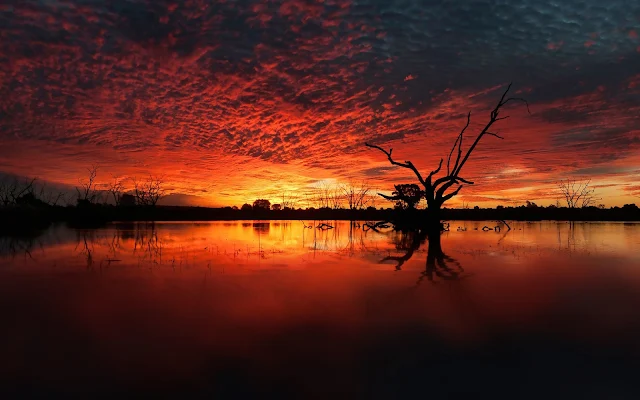 Sunset Lake Reflections nature wallpaper. Click on the image above to download for HD, Widescreen, Ultra HD desktop monitors, Android, Apple iPhone mobiles, tablets.