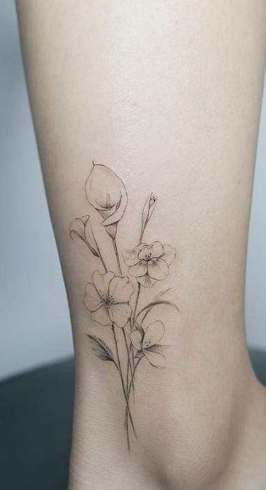 Beautiful Flower Tattoo on Foot