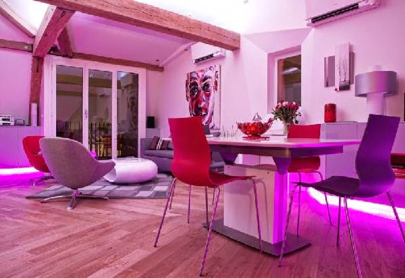 modern and beautiful home interior with purple