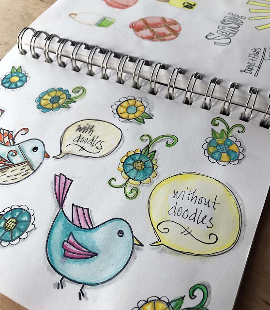 Stamps in Sketchbook by Laura Bray