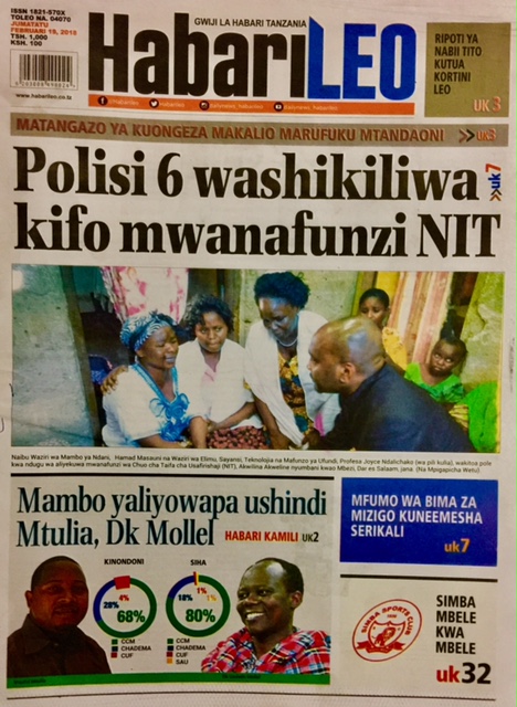 Magazeti ya Leo Jumatatu ya Tarehe 19/02/2018